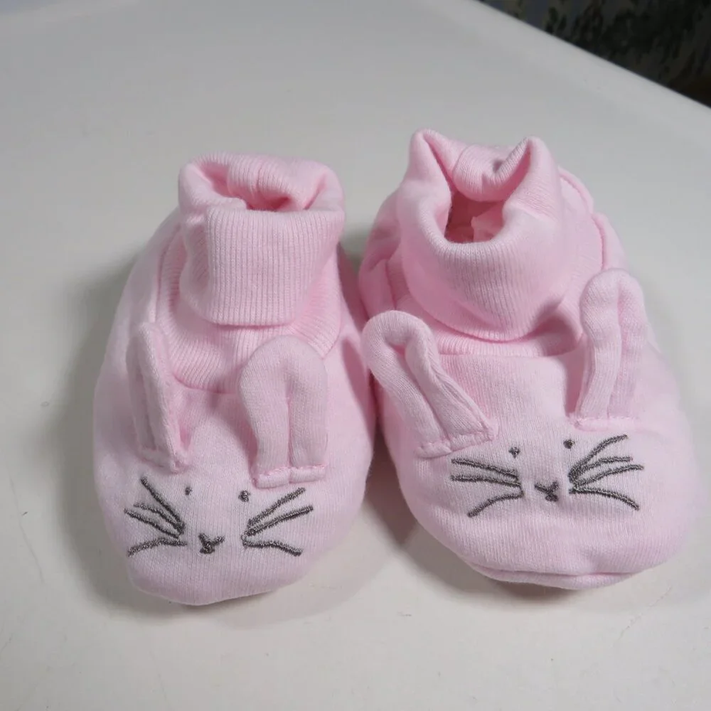 Baby Bunny Rabbit Pink Booties - shoes - slippers Easter Embroidered